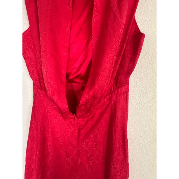 Saloni Fleur-F Silk midi Dress red UK12/US8 - Picture 6 of 11